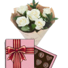 Фото товара 7 белых роз с конфетами в Ирпени