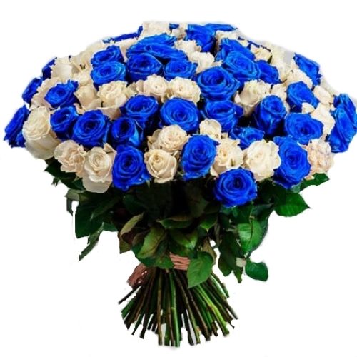 Фото товара 101 белая и синяя роза (крашеная) в Ирпени