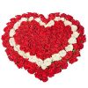 Фото товара 101 роза сердцем - красная, белая, красная в Ирпени