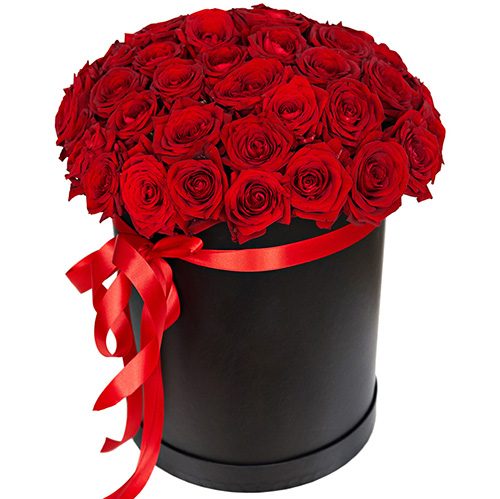 Фото товара 51 роза красная в шляпной коробке в Ирпени