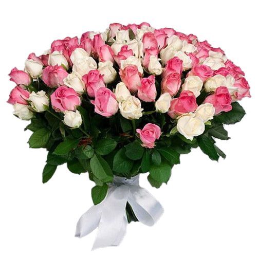 Фото товара 101 белая и розовая роза в Ирпени