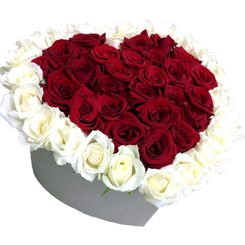 Фото товара 51 роза сердце в коробке в Ирпени