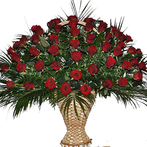 Фото товара Корзина 100 роз в папоротнике в Ирпени
