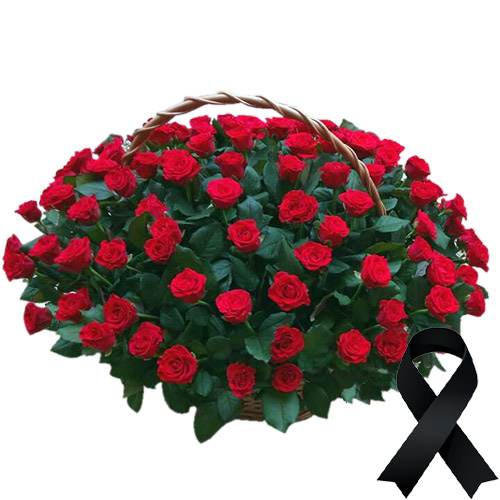 Фото товара 100 красных роз в корзине в Ирпени