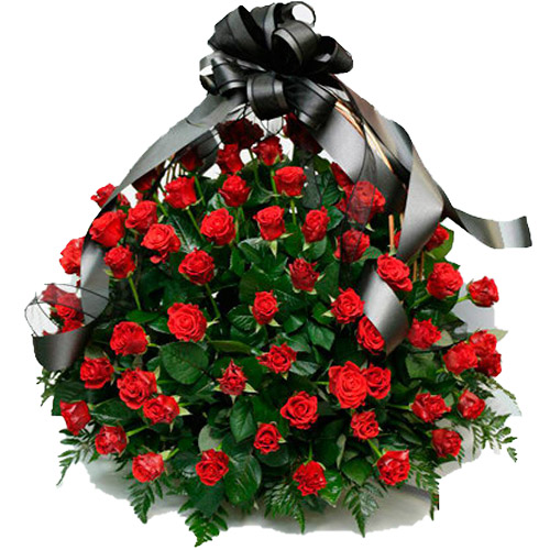 Фото товара 100 алых роз "Пламя" в корзине в Ирпени