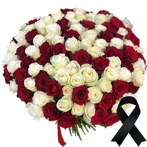 Фото товара 100 красно-белых роз в Ирпени