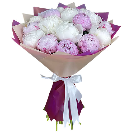 Фото товара 19 белых и розовых пионов в Ирпени