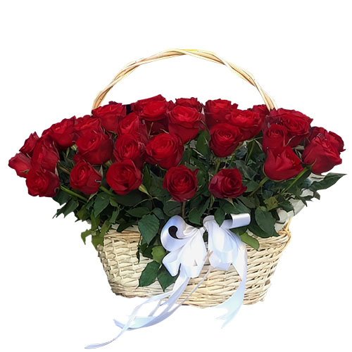 Фото товара 51 красная роза в корзине в Ирпени